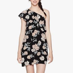 Love Fire Black Floral Print Off -Shoulder Mini Dress Size M